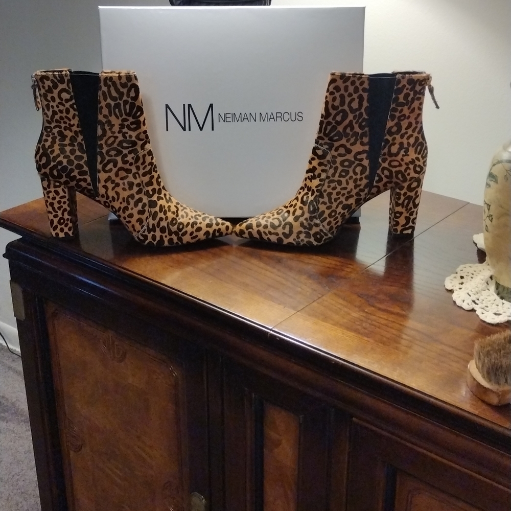 Neiman Marcus real fur high heel boots.Rhese